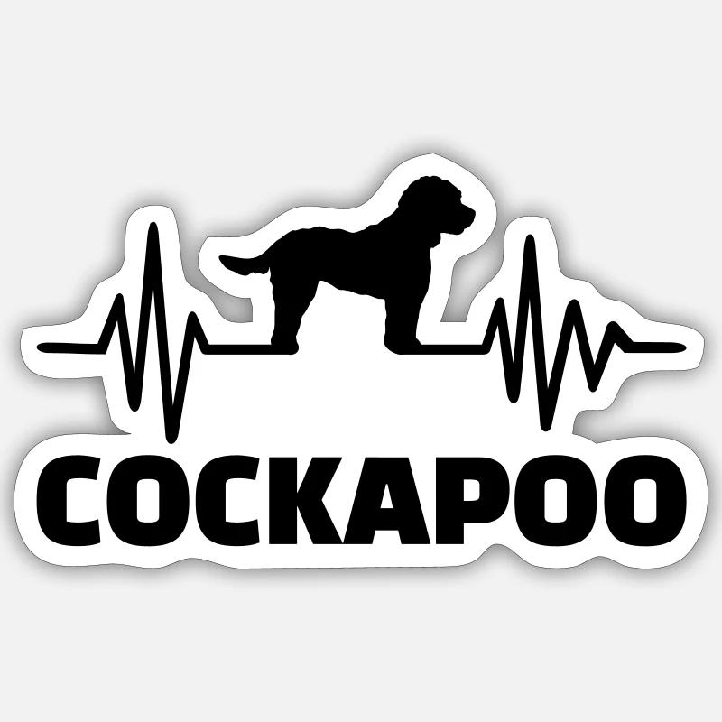 Cockapoo - Sticker taille S (10 x 10 cm) - blanc mat
