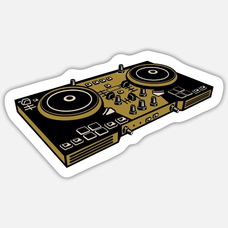 Platines DJ - Sticker taille S (10 x 10 cm) - blanc mat