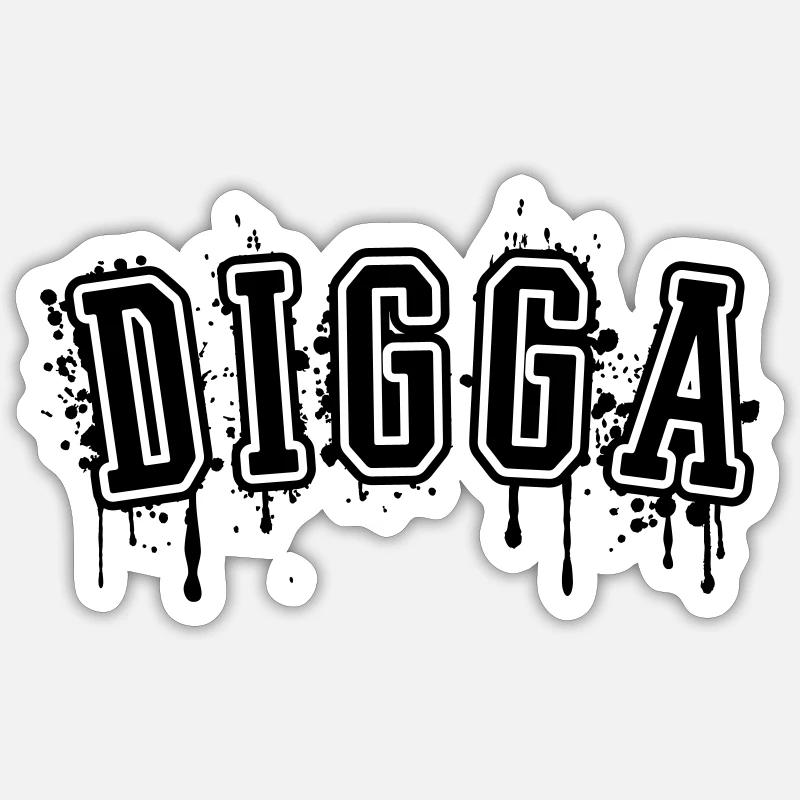 DIGGA - Sticker Größe S (10 x 10 cm) - Mattweiß