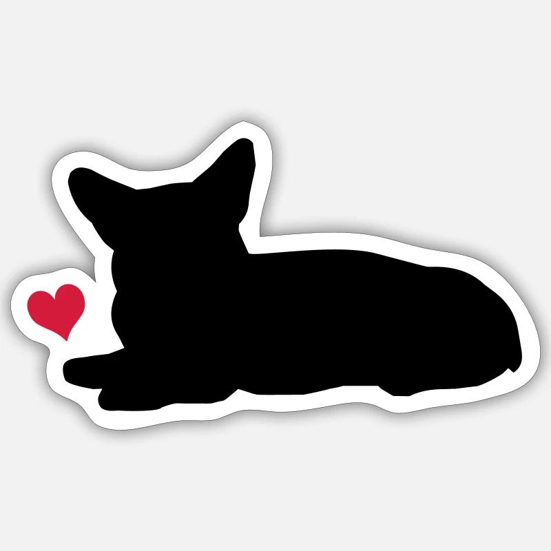Corgi - Sticker Größe S (10 x 10 cm) - Mattweiß