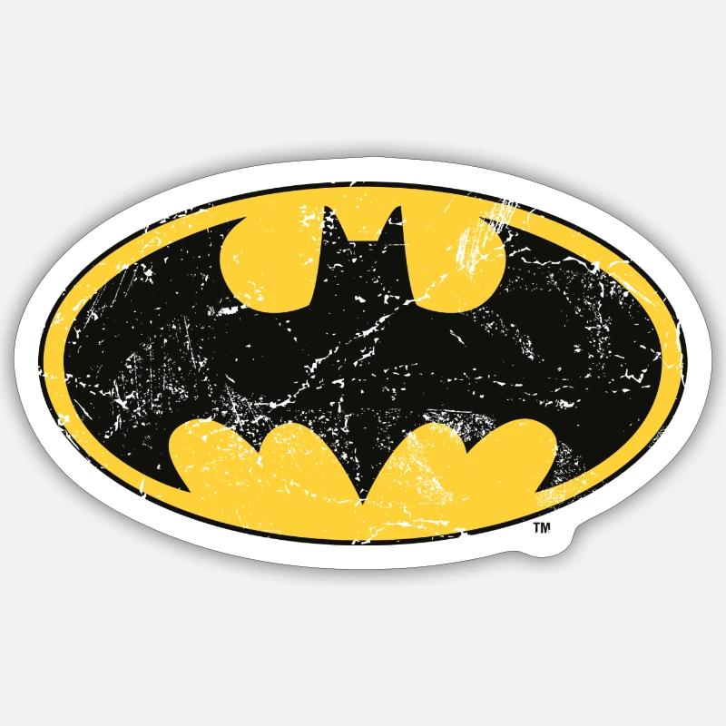 Batman petit logo Vintage - Sticker taille S (10 x 10 cm) - blanc mat