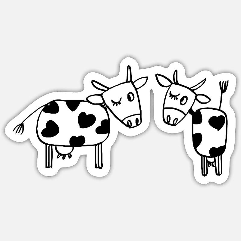 two cows - Sticker size S (10 x 10 cm) - white matte