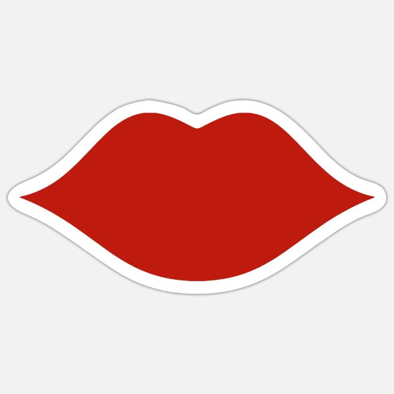 Lippen rot - Sticker Größe S (10 x 10 cm) - Mattweiß