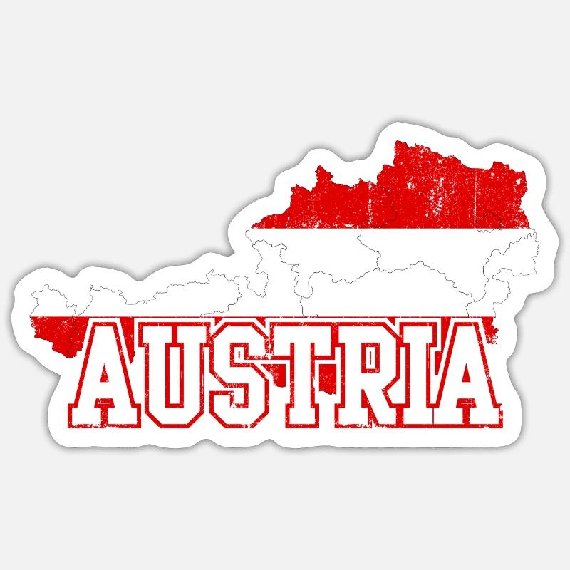 Austria Flag Map Wordmark - Sticker size S (10 x 10 cm) - white matte