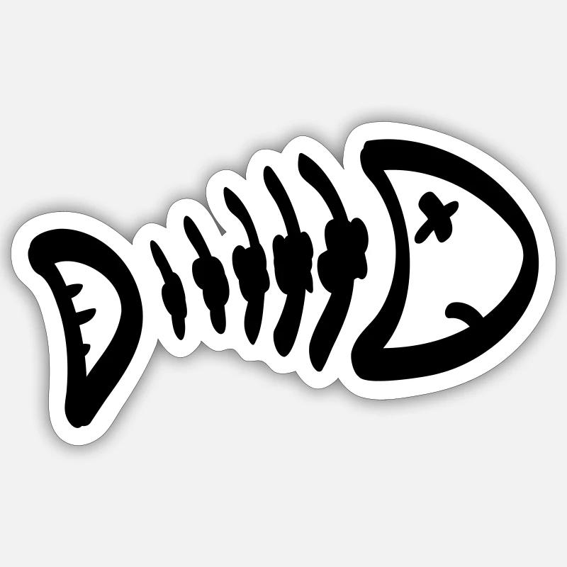 Fish Bone Sketch - SVG Bild - Sticker Größe S (10 x 10 cm) - Mattweiß
