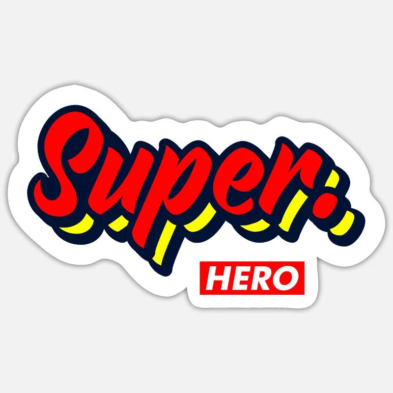 Super héros - Sticker taille S (10 x 10 cm) - blanc mat