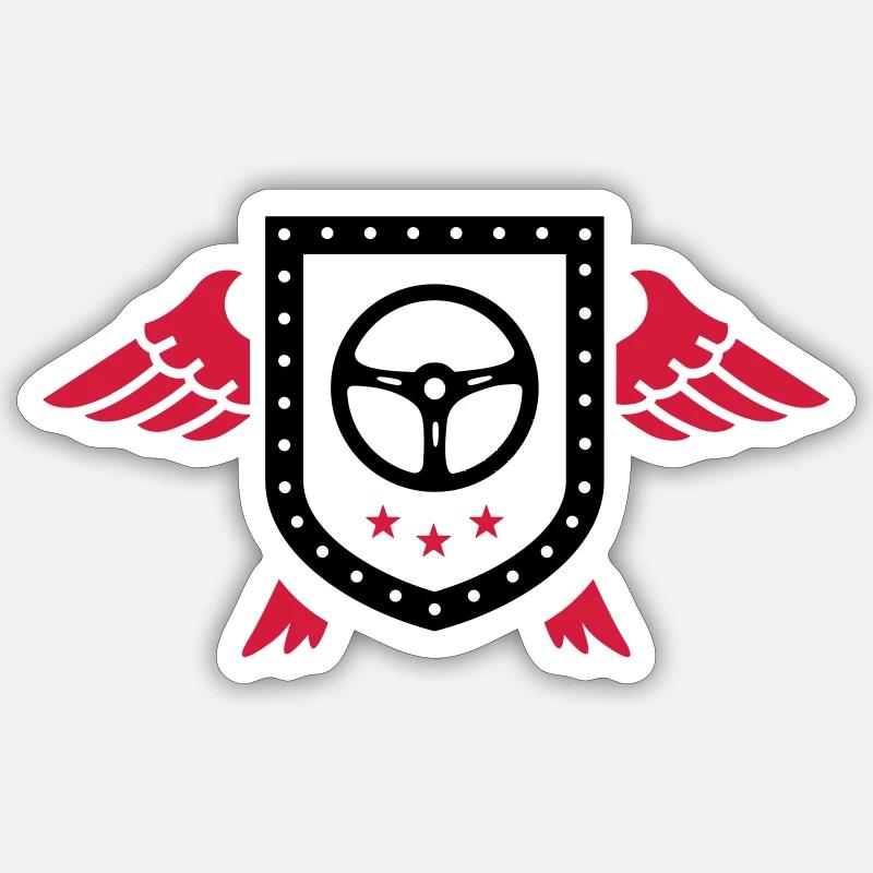 Pilote / Voiture / Camion / Quad - Sticker taille S (10 x 10 cm) - blanc mat