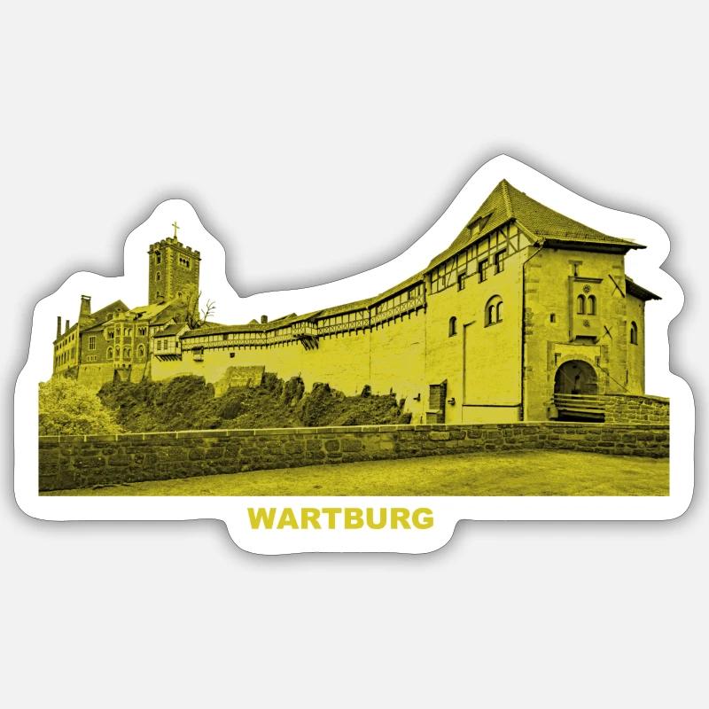 Wartburg Eisenach Thuringe Luther Elisabeth - Sticker taille S (10 x 10 cm) - blanc mat