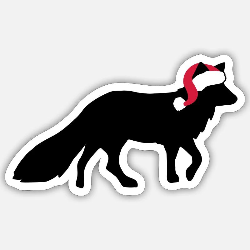 Fox Christmas - Cadeau de Noël - Sticker taille S (10 x 10 cm) - blanc mat