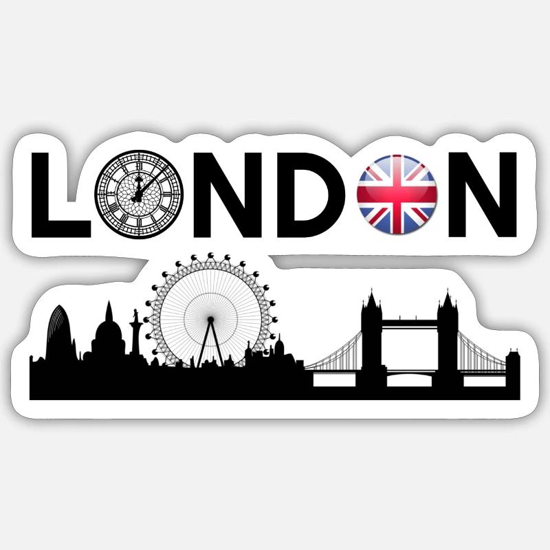 Royaume-uni, Londres, ville de Londres, drapeau de l'Angleterre, capot de Londres - Sticker taille S (10 x 10 cm) - blanc mat