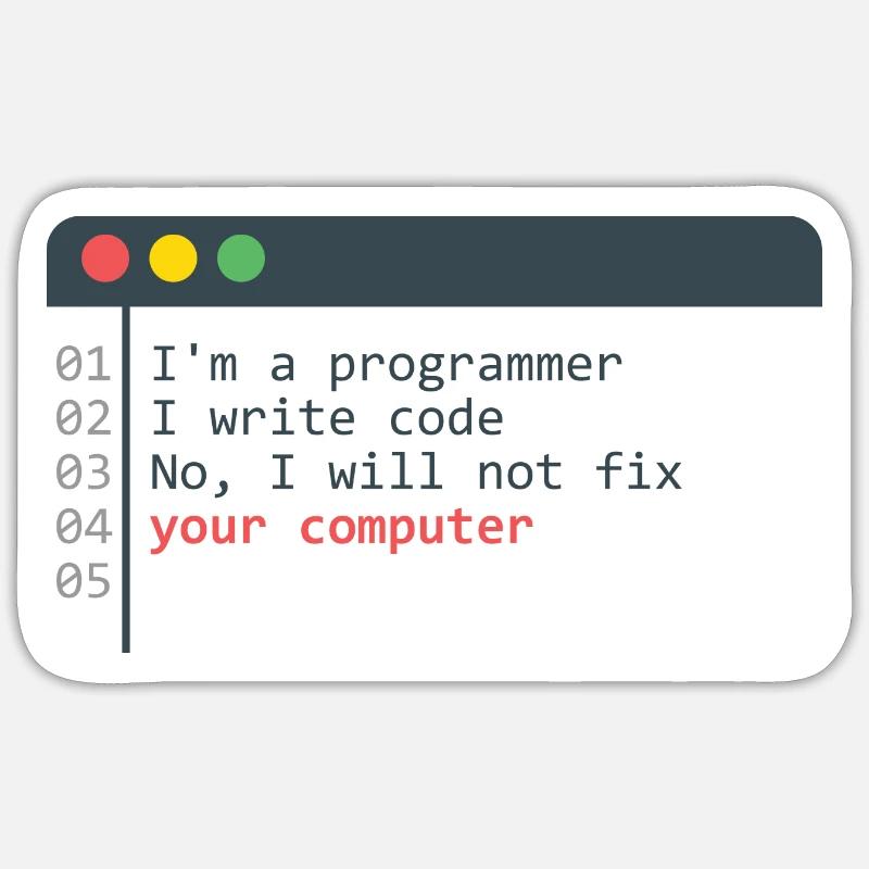 Programmeur HTML Programmation de codage de codeur informatique - Sticker taille S (10 x 10 cm) - blanc mat