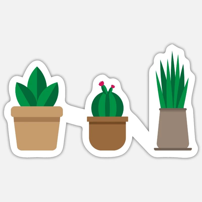 Cactus minimal flat design cacti gift Sticker size S (10 x 10 cm)