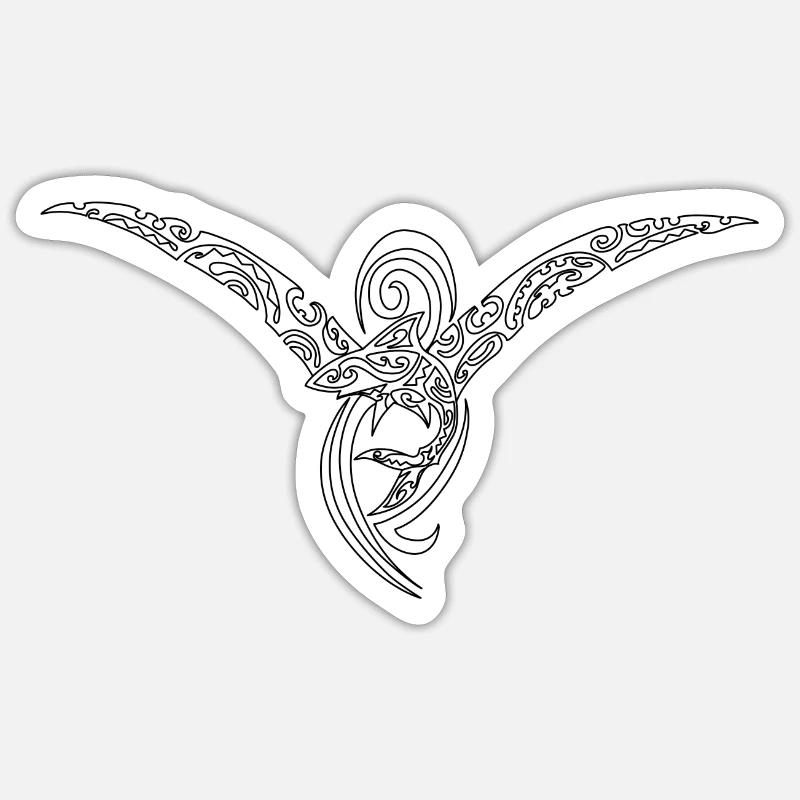 maori requin3 blanc - Sticker taille S (10 x 10 cm) - blanc mat