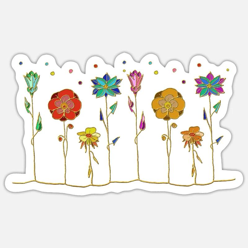 Fleurs - Sticker taille S (10 x 10 cm) - blanc mat
