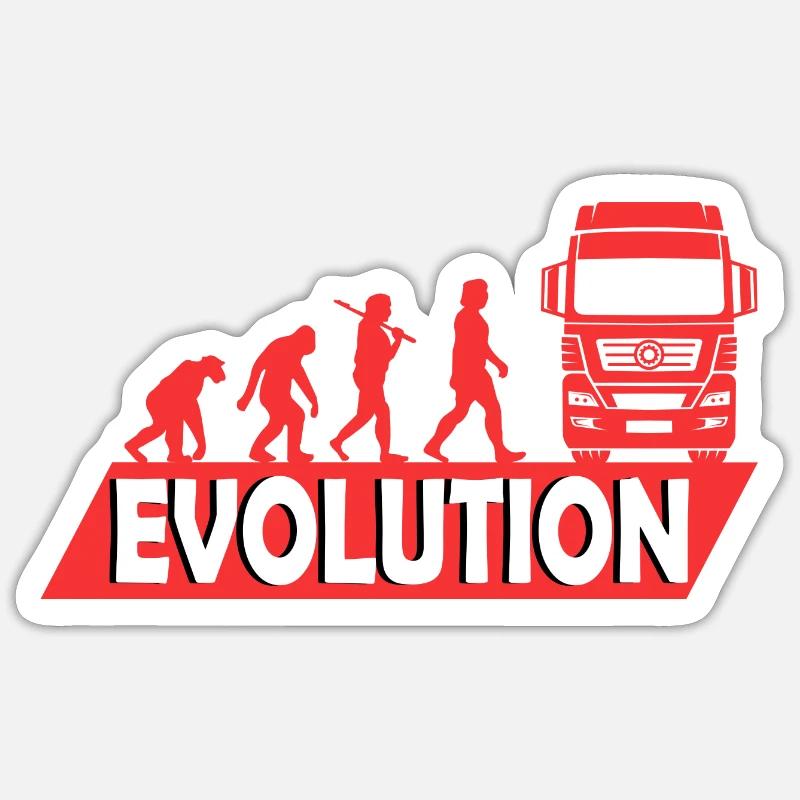 Camion routier routier Evolution Drôle Drôle - Sticker taille S (10 x 10 cm) - blanc mat