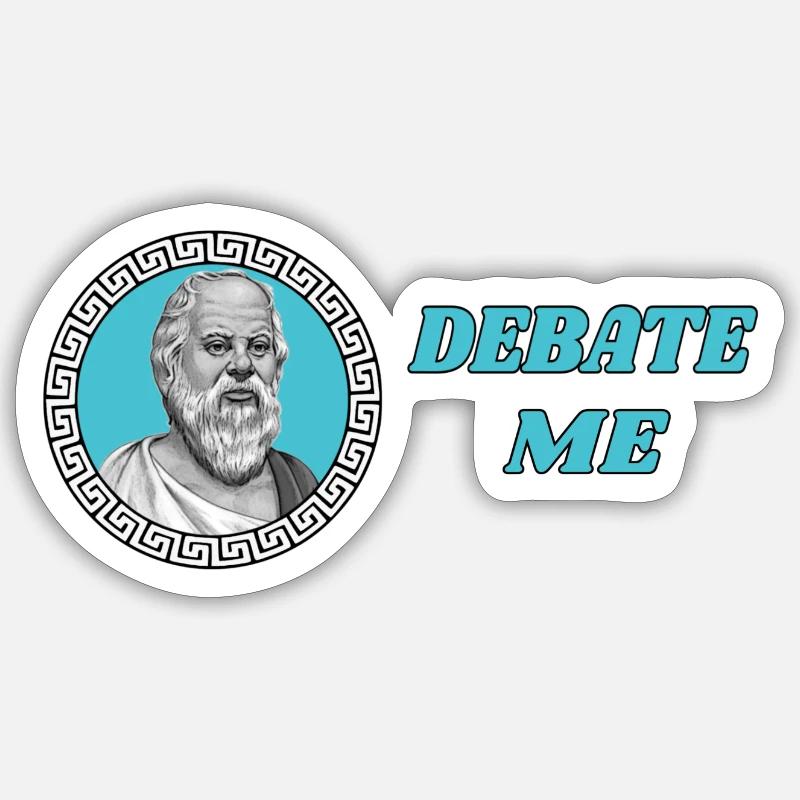 Socrate - débats-moi - Sticker taille S (10 x 10 cm) - blanc mat