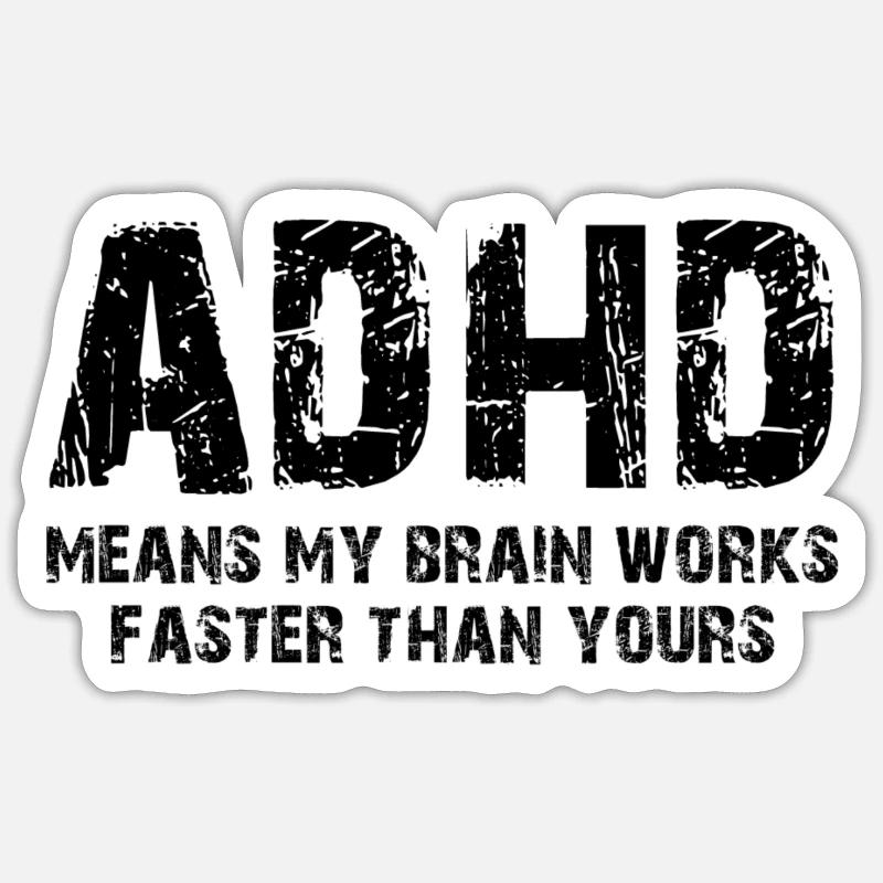 ADHD - Klistremerke størrelse S (10 x 10 cm) - matt hvit