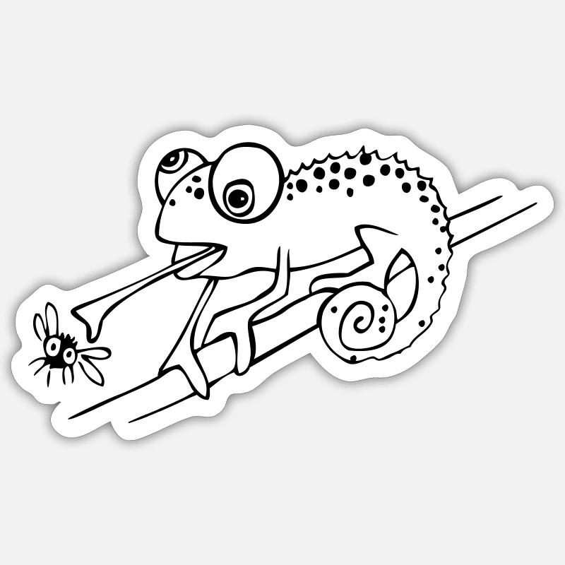 Caméléon - Sticker taille S (10 x 10 cm) - blanc mat