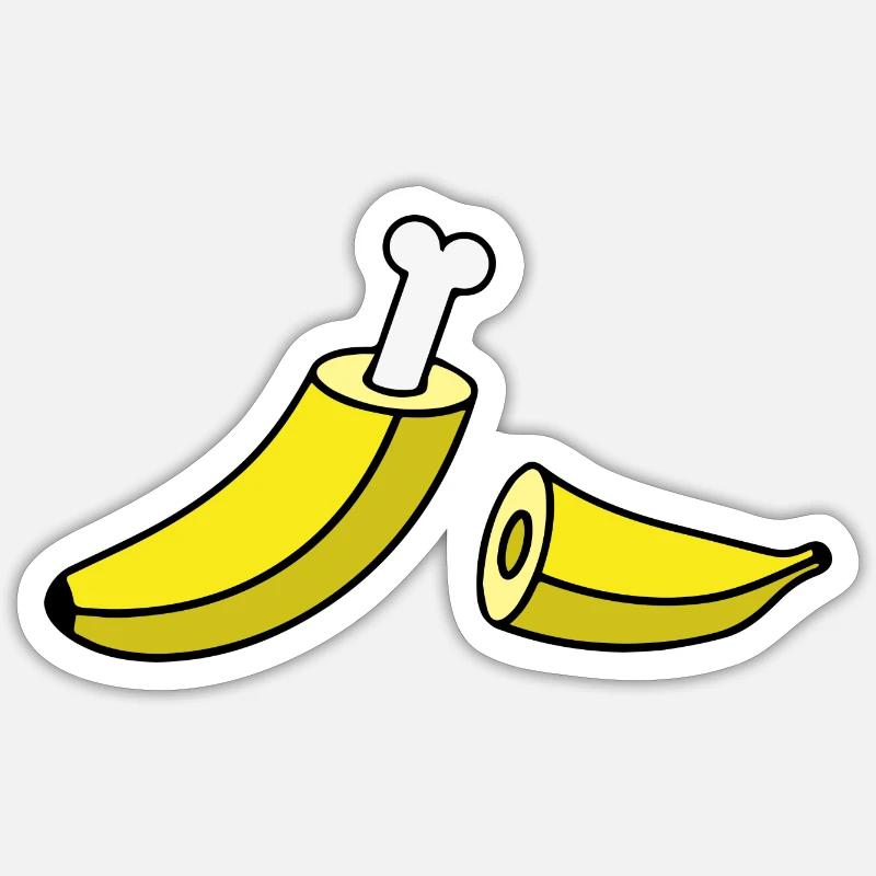 Banane mit Knochen - Sticker Größe S (10 x 10 cm) - Mattweiß