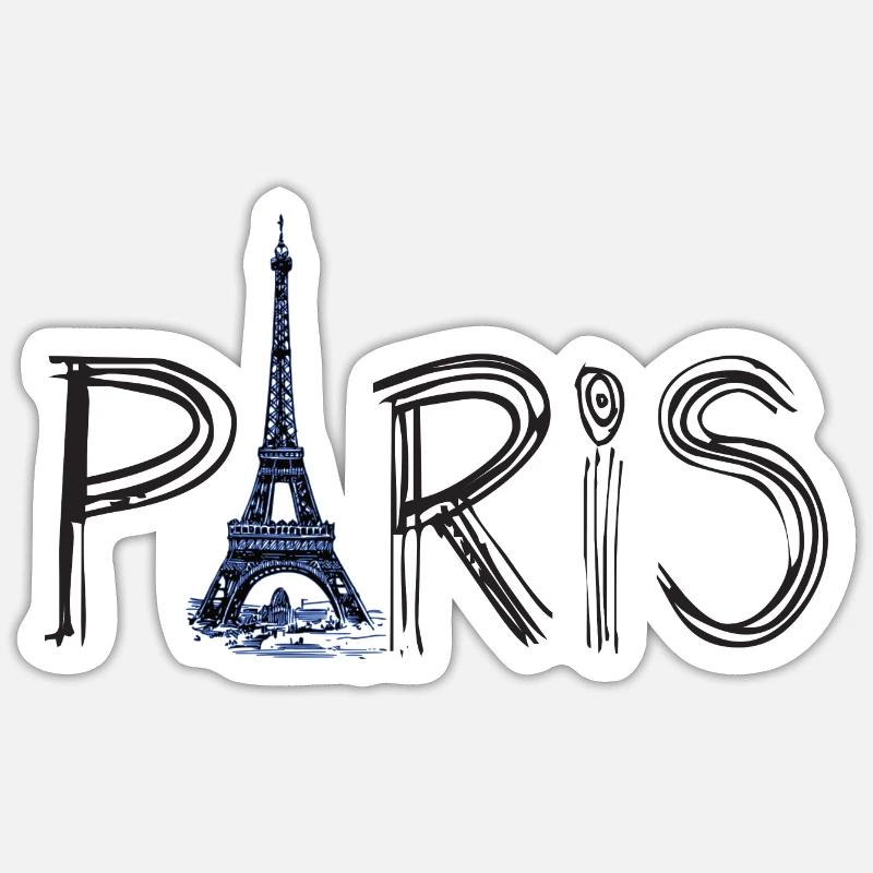 Paris and eiffel tower Sticker size S (10 x 10 cm)