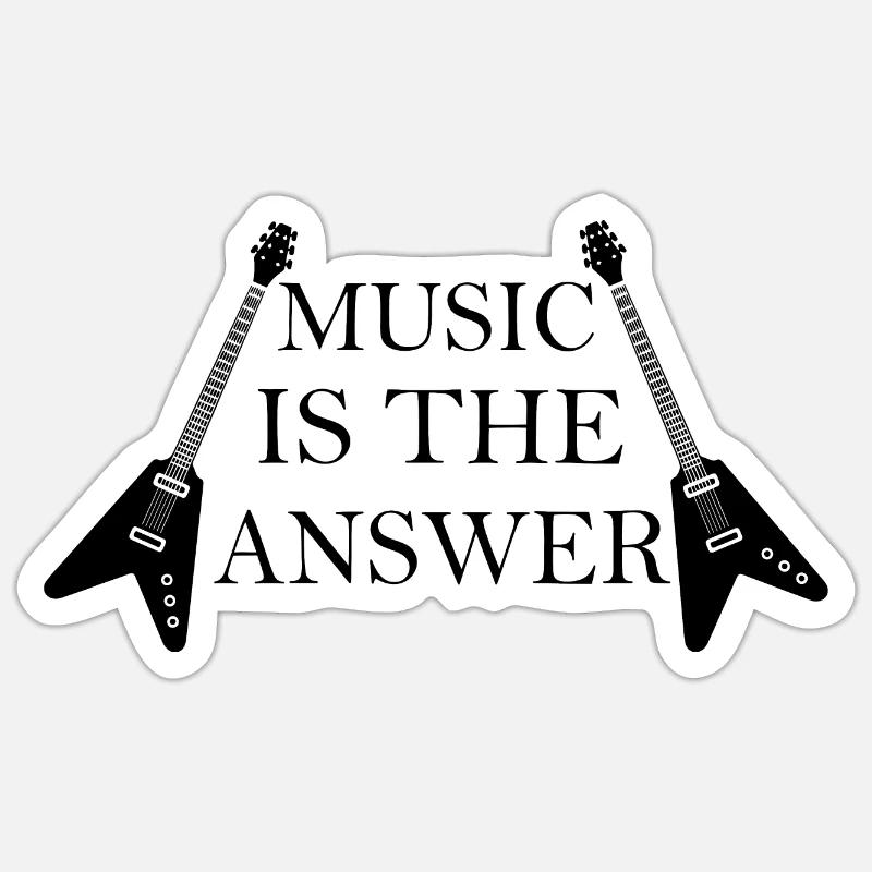 Rock Musik Rock and Roll - Sticker taille S (10 x 10 cm) - blanc mat