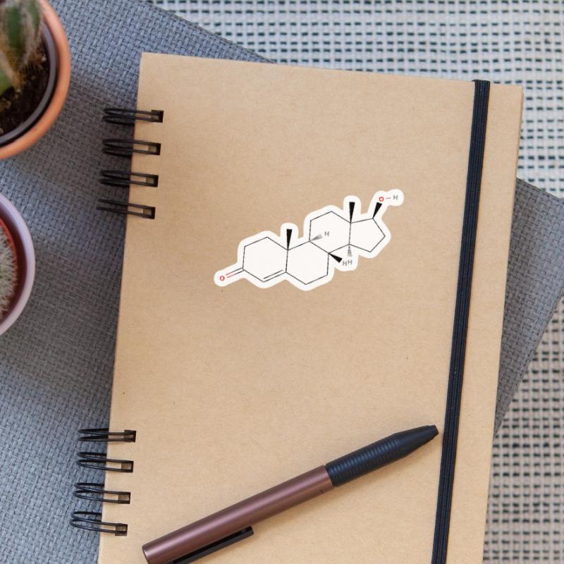 Testosterone Molecule - Colored Structural Formula Sticker size S (10 x 10 cm)