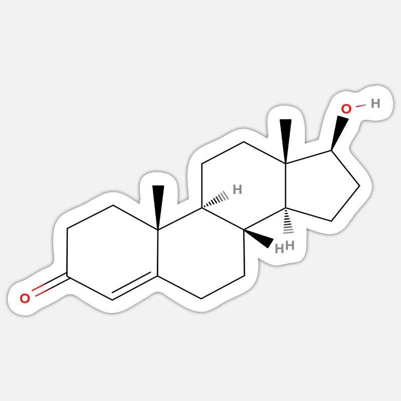 Testosterone Molecule - Colored Structural Formula Sticker size S (10 x 10 cm)