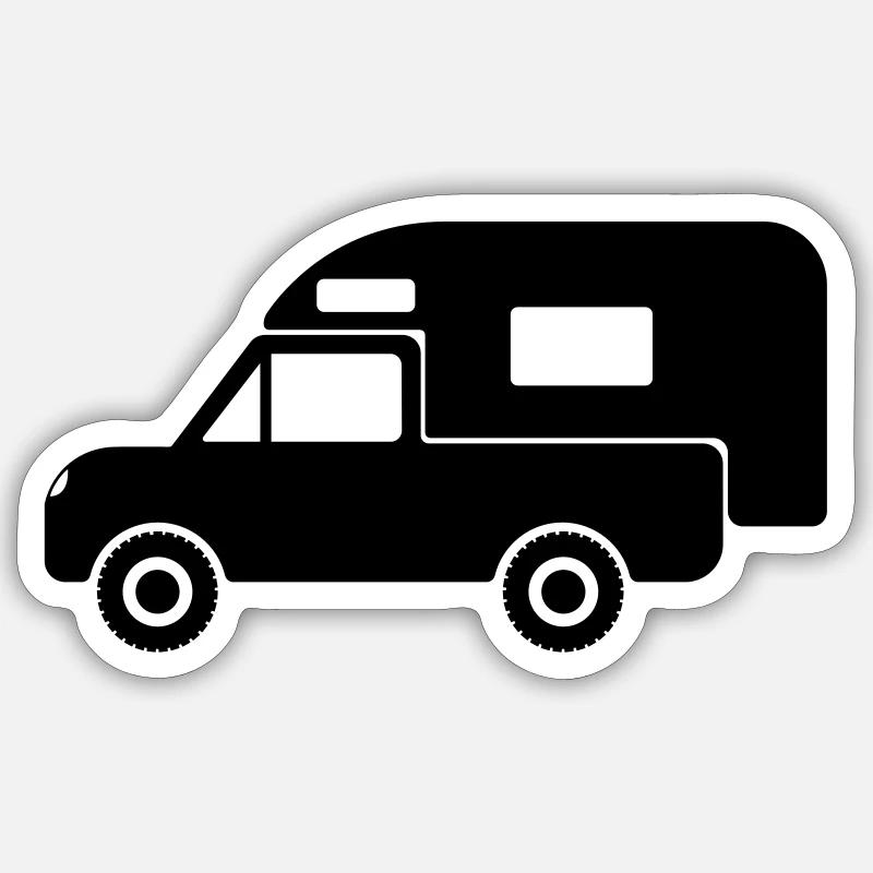 Camping-car pickup Cabine de déverroir - Sticker taille S (10 x 10 cm) - blanc mat