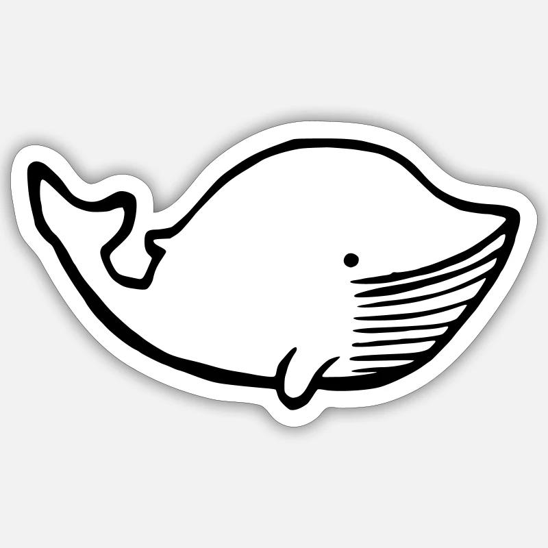 Wal - Sticker Größe S (10 x 10 cm) - Mattweiß