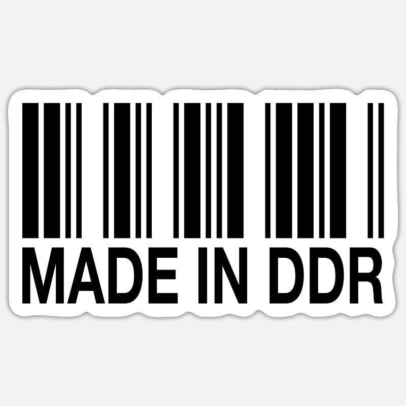 Made in DDR Deutschland Germany Strichcode Barcode - Sticker Größe S (10 x 10 cm) - Mattweiß