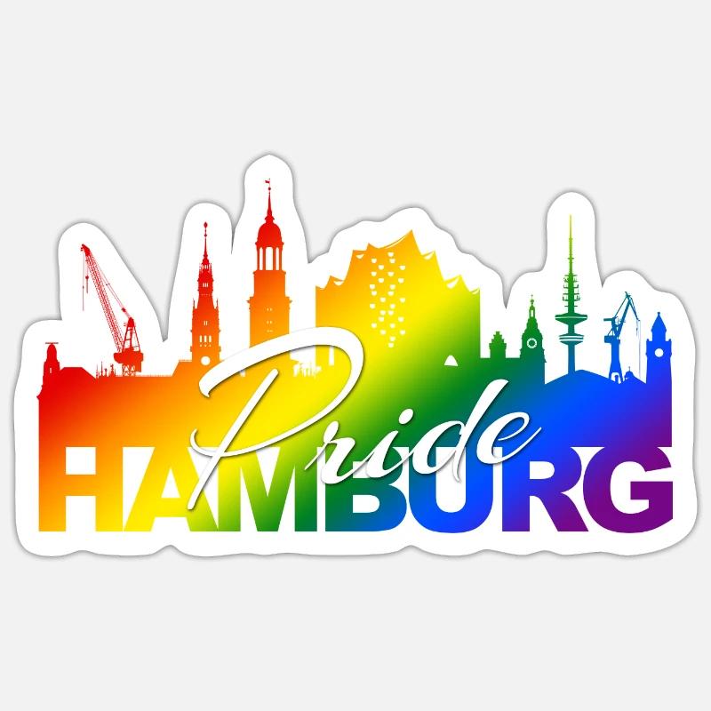 Hambourg Pride - Sticker taille S (10 x 10 cm) - blanc mat