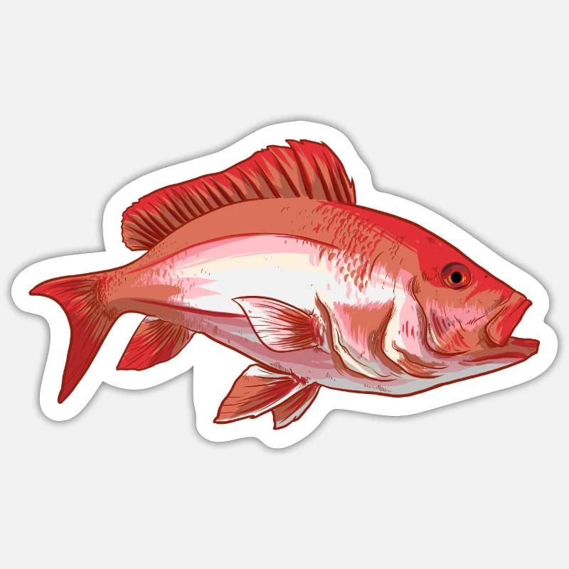 Poisson Rouge Snapper Sticker taille S (10 x 10 cm)