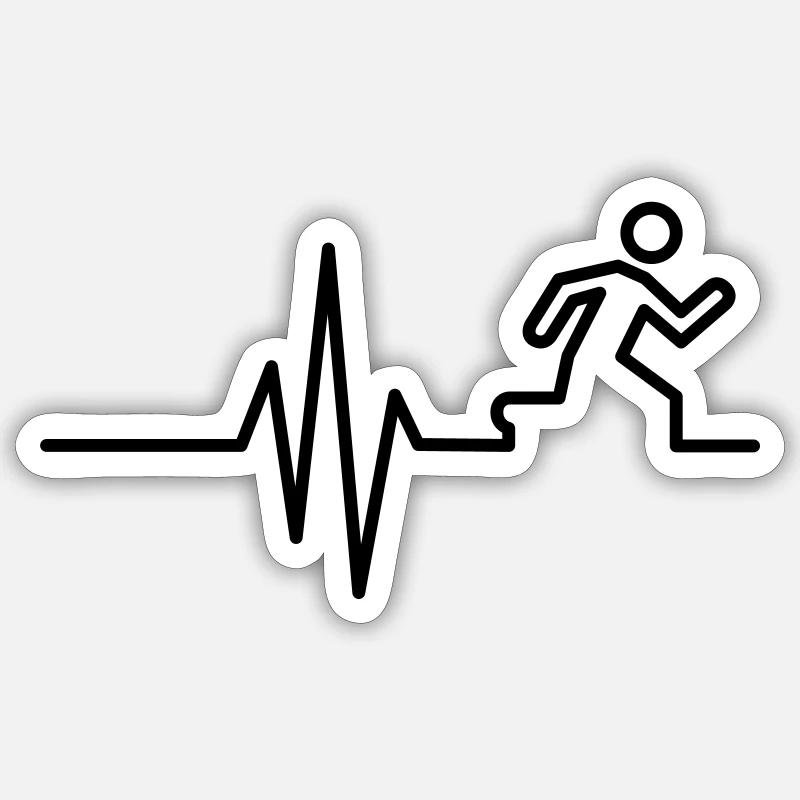 Running Symbol Heartbeat Runner - Sticker size S (10 x 10 cm) - white matte