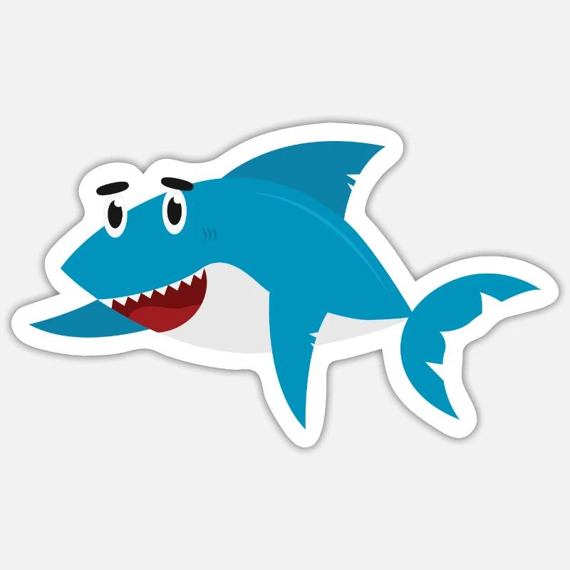 Requin - Sticker taille S (10 x 10 cm) - blanc mat
