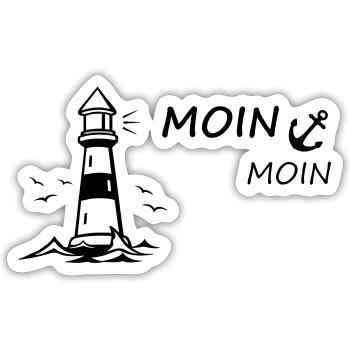 Moin Moin - Sticker Größe S (10 x 10 cm) - Mattweiß - Vorne