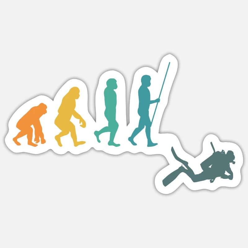 Taucher Evolution Tauchen Diving Geschenk Sticker Größe S (10 x 10 cm)