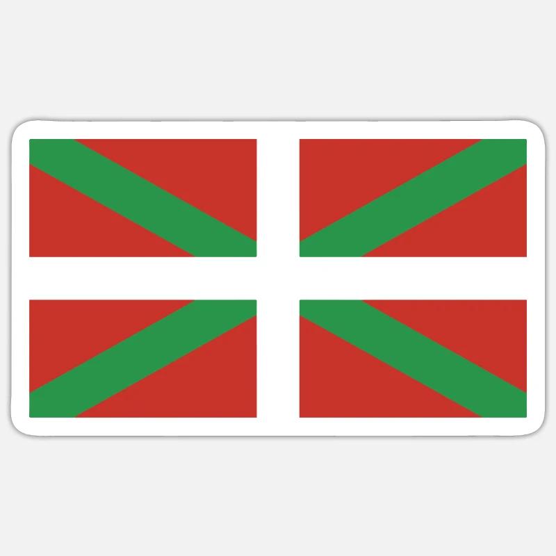 drapeau pays basque | cadeau pour basque - Sticker taille S (10 x 10 cm) - blanc mat