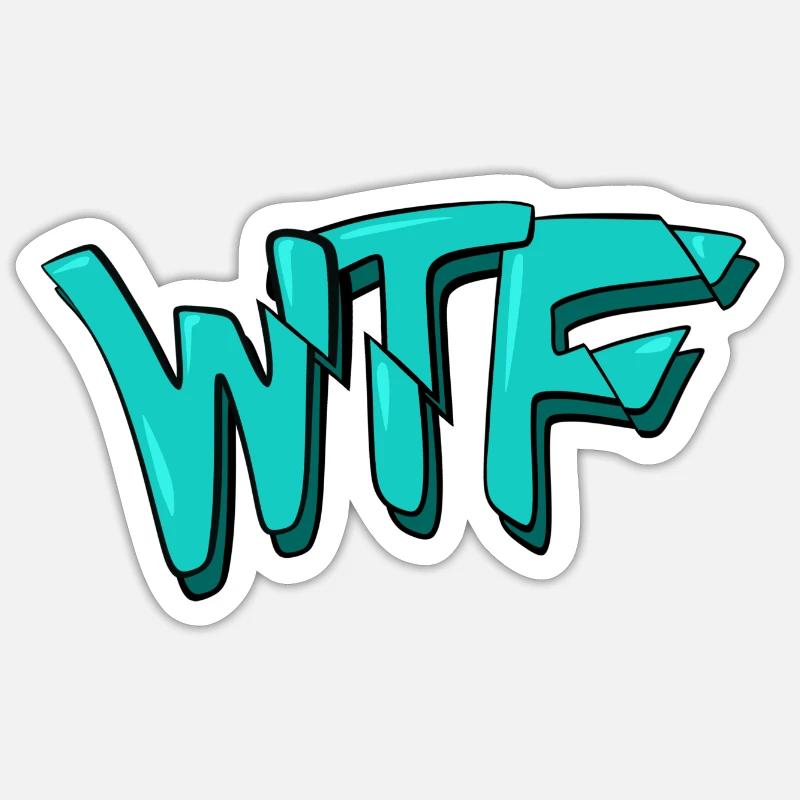 Graffiti de lettrage WTF - Sticker taille S (10 x 10 cm) - blanc mat