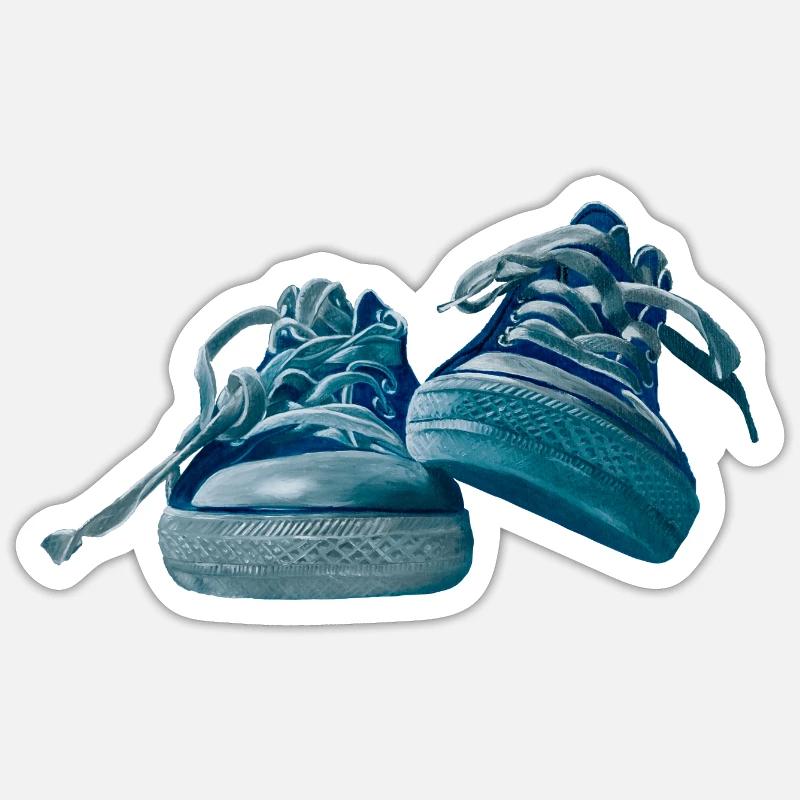 Blue sneaker design - Sticker size S (10 x 10 cm) - white matte