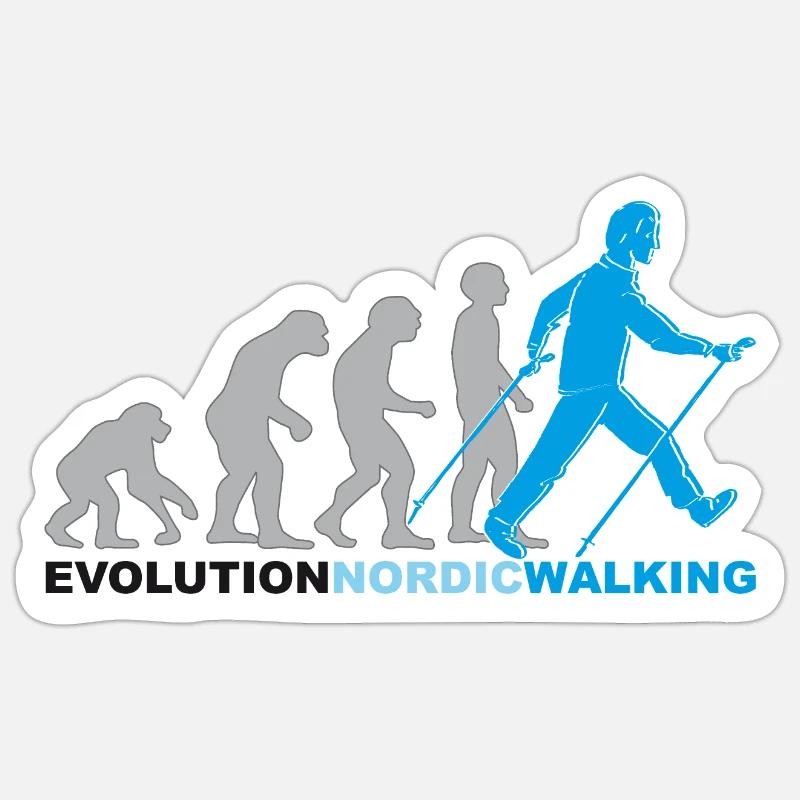 Evolution, marche nordique, marche, randonnée - Sticker taille S (10 x 10 cm) - blanc mat