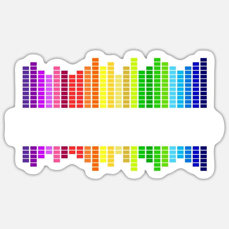 Play it loud Equalizer Musik Regenbogen bunt Disko Sticker Größe S (10 x 10 cm)