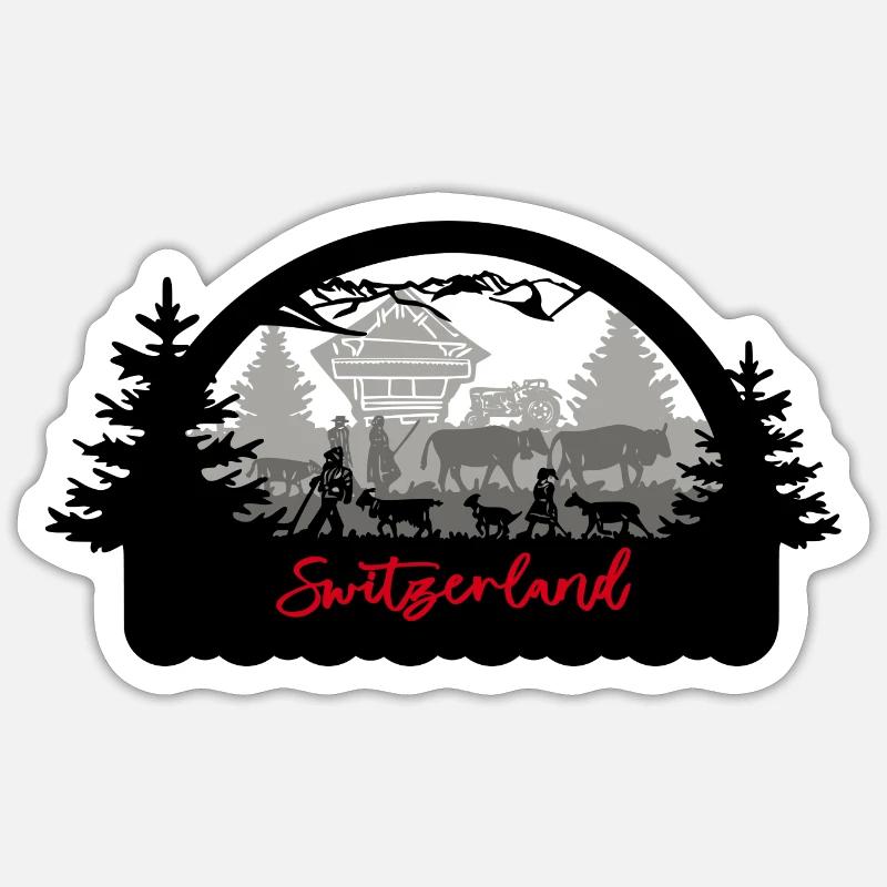 Silhouette Suisse - Sticker taille S (10 x 10 cm) - blanc mat