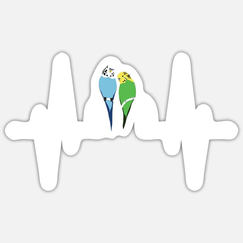 Budgerigar Heartbeat - Sticker size S (10 x 10 cm) - white matte