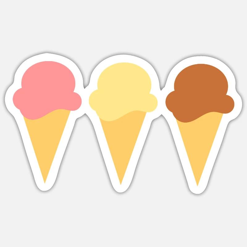 Eis Eiscreme Erdbeereis Vanilleeis Schokoeis - Sticker Größe S (10 x 10 cm) - Mattweiß