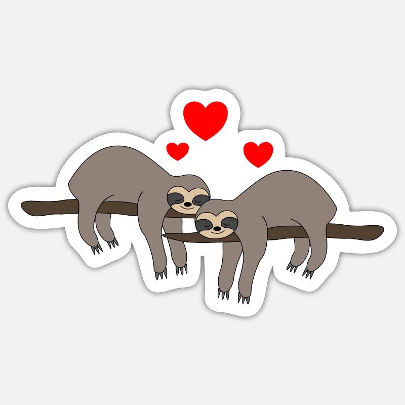 Faultiere Valentinstag - Sticker Größe S (10 x 10 cm) - Mattweiß
