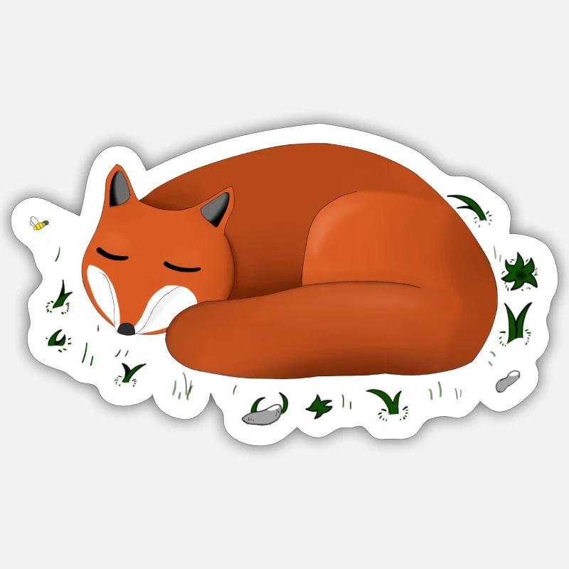 Schlafender Rotfuchs Sticker Größe S (10 x 10 cm)