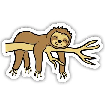 Glückliches hängendes Faultier - Sticker Größe S (10 x 10 cm) - Mattweiß - Vorne
