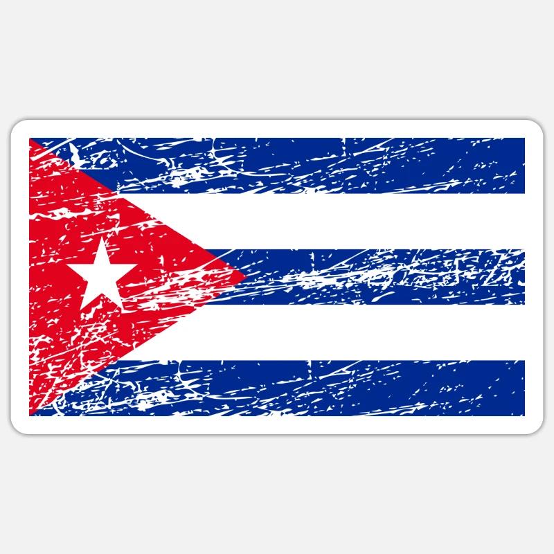 Drapeau de Cuba - Sticker taille S (10 x 10 cm) - blanc mat