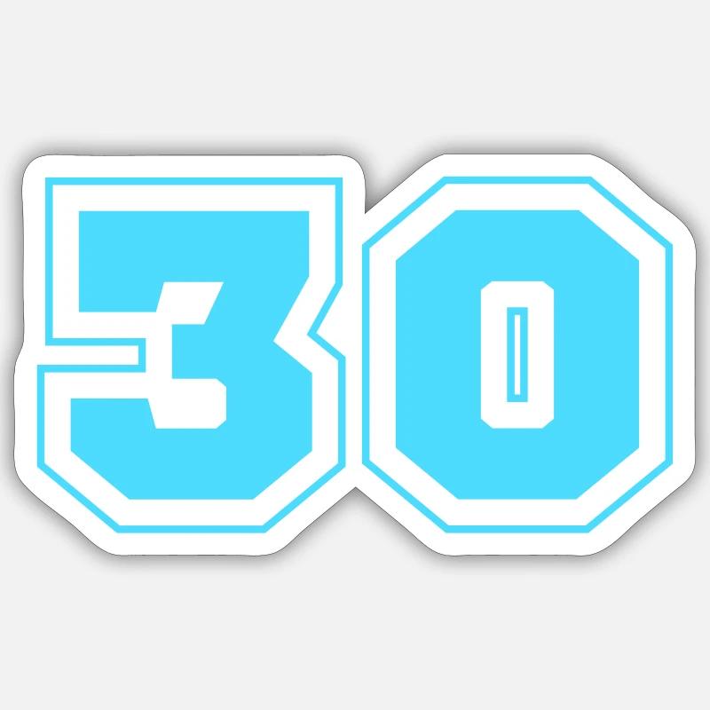 Numéro 30 - Sticker taille S (10 x 10 cm) - blanc mat