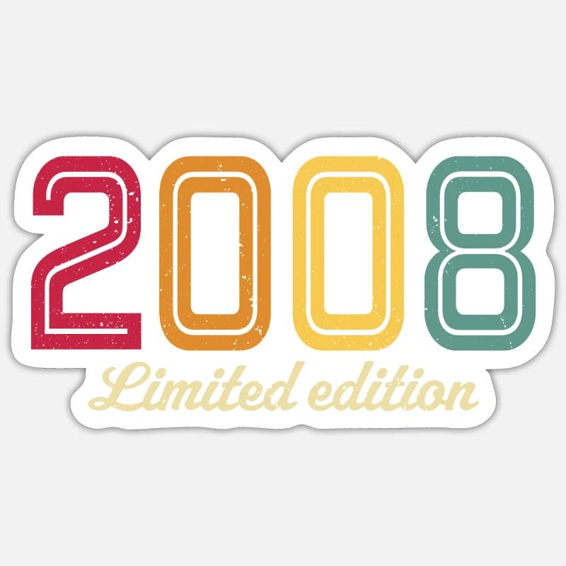 édition limitée 2008 rétro 2008 - Sticker taille S (10 x 10 cm) - blanc mat